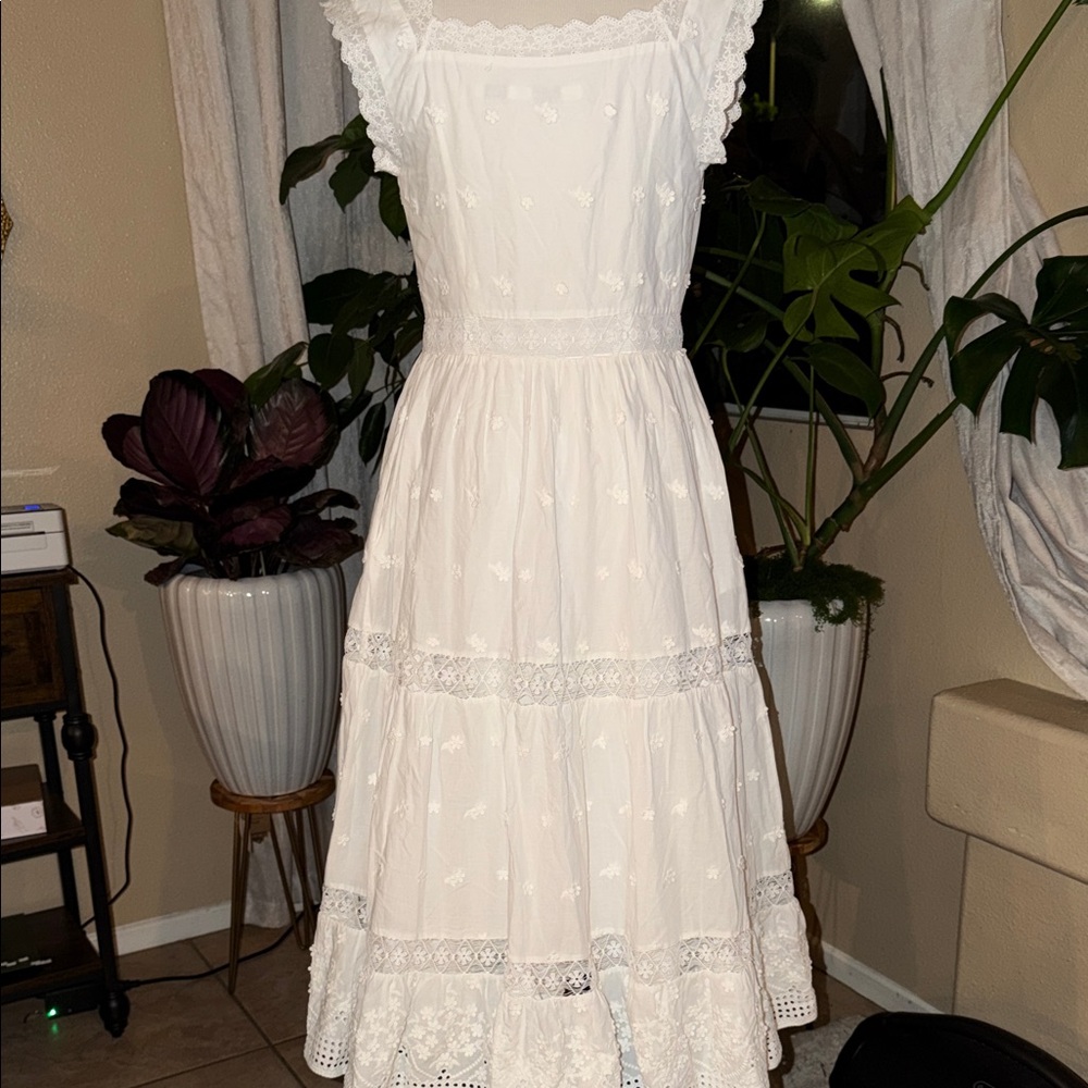 White Lace Tiered Maxi Dress